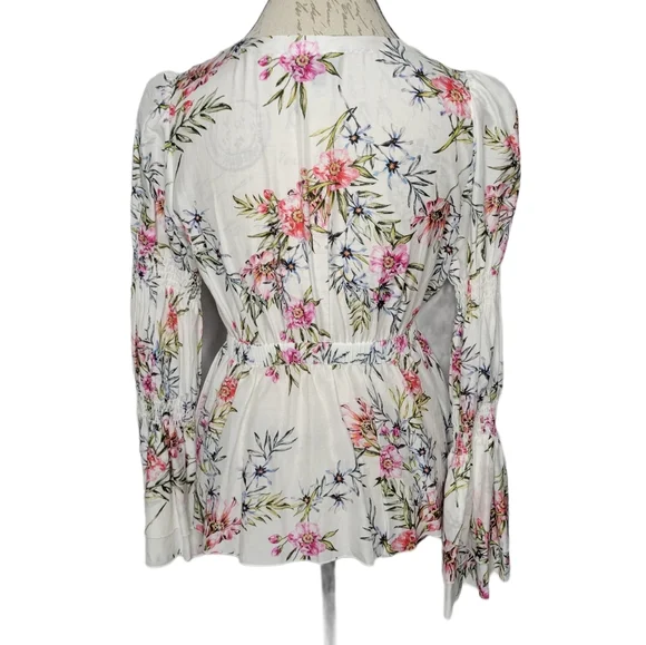 Intermix Rochelle Floral Bell Sleeve Tie Front Top - Picture 7 of 9